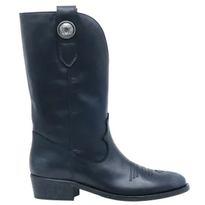 Stivaletto texano Via Roma 15 4378 in pelle nera dallo stile vintage