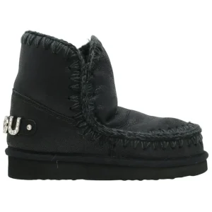 Mou Eskimo 18 rhinestones logo stivaletto donna in montone nero