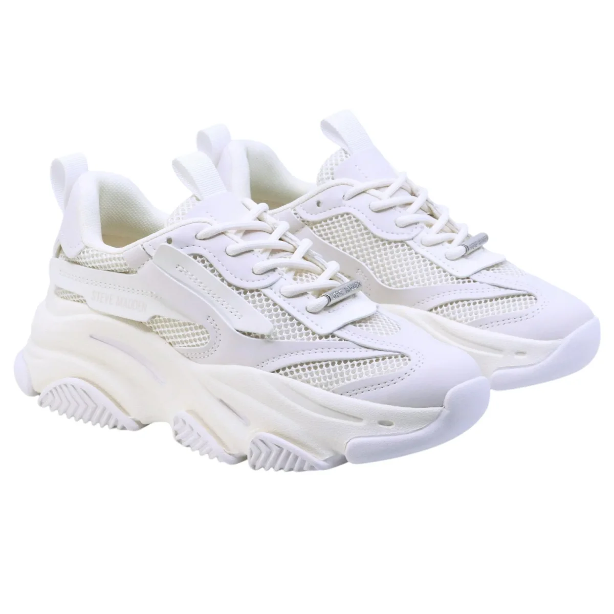 Steve Madden Possession sneaker donna in tessuto bianco e argento - immagine 3