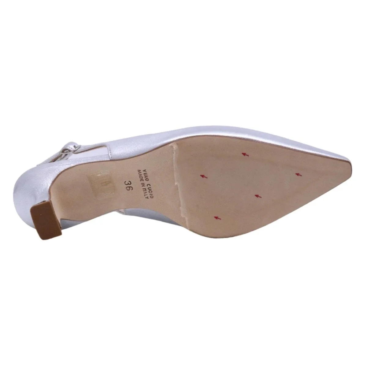 Slingback donna The Seller EN808 in pelle nappata color bianco effetto argentato - immagine 6