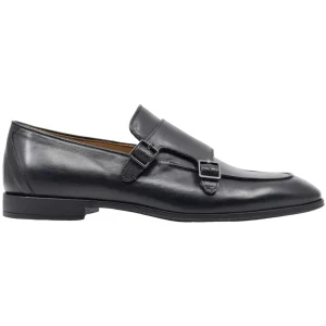 Mocassino uomo doppia fibbia Corvari in pelle nera