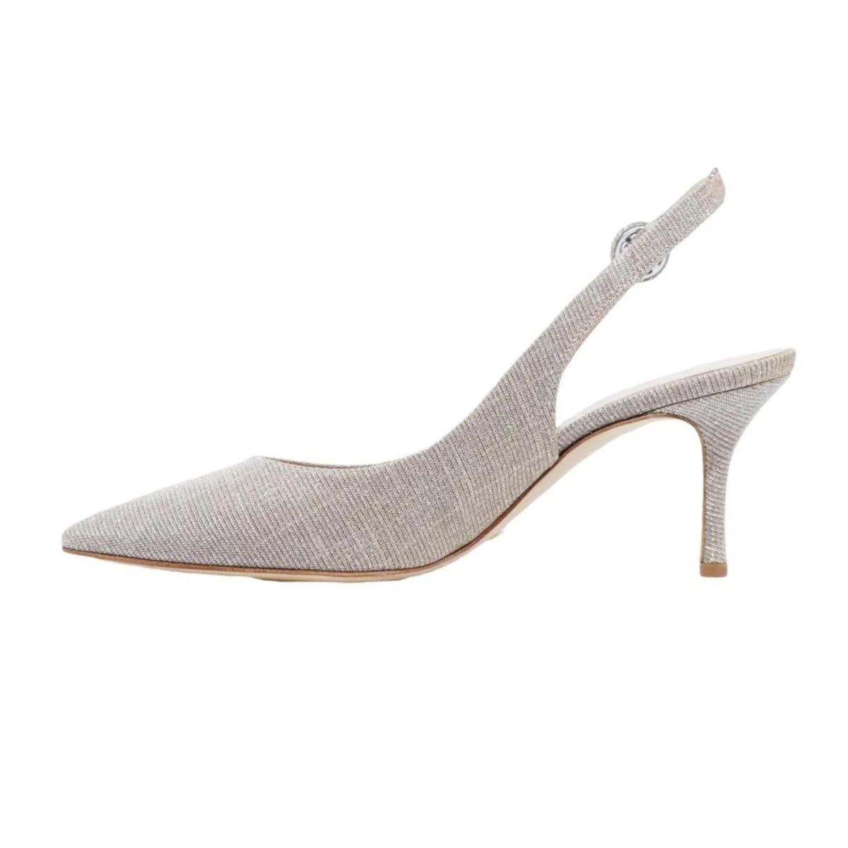 Slingback donna The Seller S8076 in pelle e tessuto satinato color champagne - immagine 4