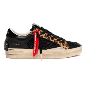 Crime London 25114 SK8 Deluxe sneaker donna in pelle nera e glitter