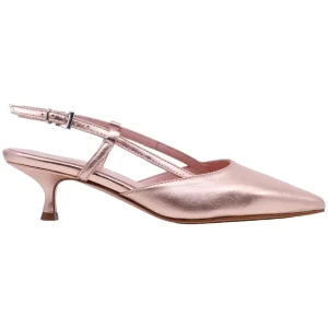 Slingback donna Anna F in pelle laminata di colore cipria