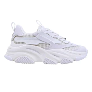 Steve Madden Possession sneaker donna in tessuto bianco e argento