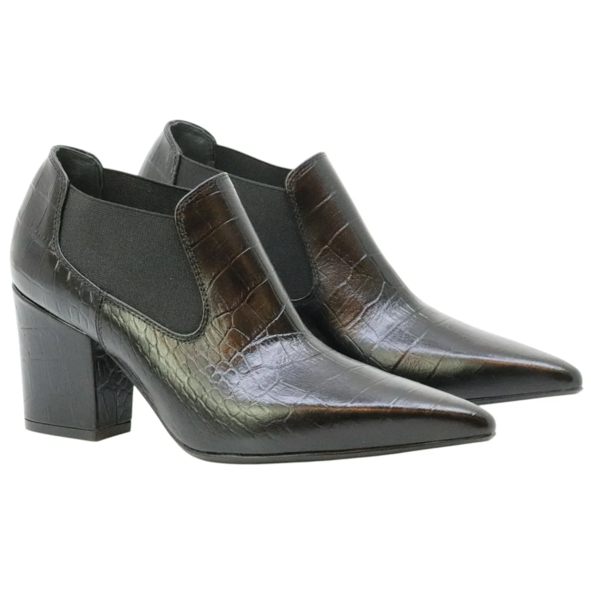 Anna F 1898 tronchetto donna in pelle cocco nera - immagine 3