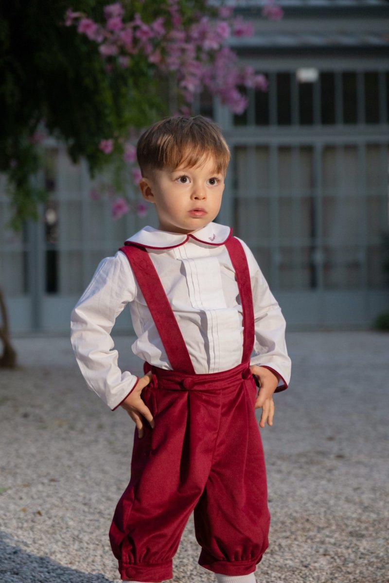 Completo bimbo in velluto bordeaux - immagine 2