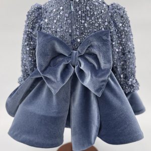 Abito corpino in perline e gonna in velvet