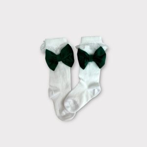 Calzini con pizzo e fiocco in velluto