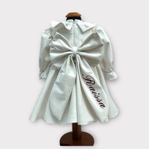 Abito in velluto bianco seta