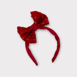 Cerchietto in seta con fiocco in perline e paillettes