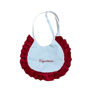 Bavetta in velluto con bordino rosso