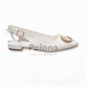 Laura Biagiotti 7617 bianco pelle ballerina aperta tacco basso