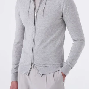 Felpa con cappuccio in cotone high twist con zip