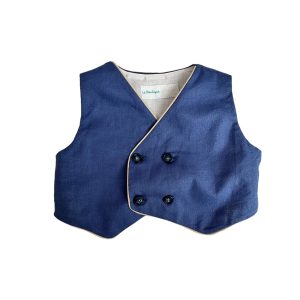 Panciotto con bordino in Lino denim