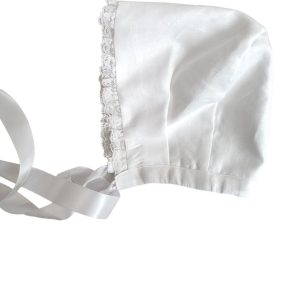 Cuffia in Lino bianco con pizzo intorno