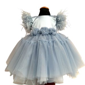 Abito pearl corpino in seta celeste baby