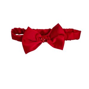 Fascia rossa con fiocco in seta nodo in perline