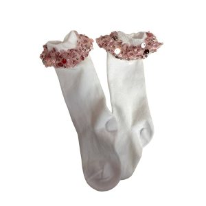 Calzini  con bordo in perline