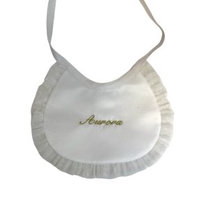 Bavetta in seta con tulle pois intorno