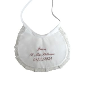 Bavetta in cotone con bordino in pizzo