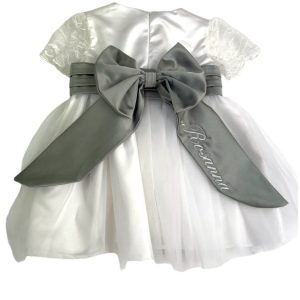 Abito in seta con fiocco verde oliva