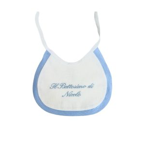 Bavetta in lino con bordino celeste