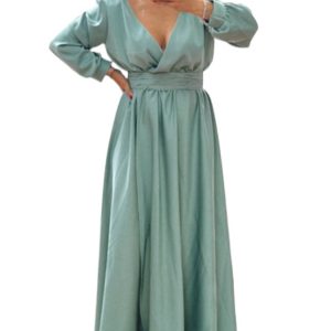 Abito seta verde salvia