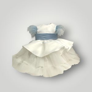 Abito in seta con doppia balza di tulle