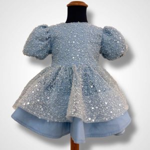 Abito perline celeste baby