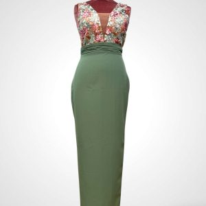 Abito donna cerimoniale con top in pizzo e gonna tubino