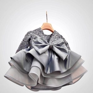 Abito corpino in perline celeste polvere