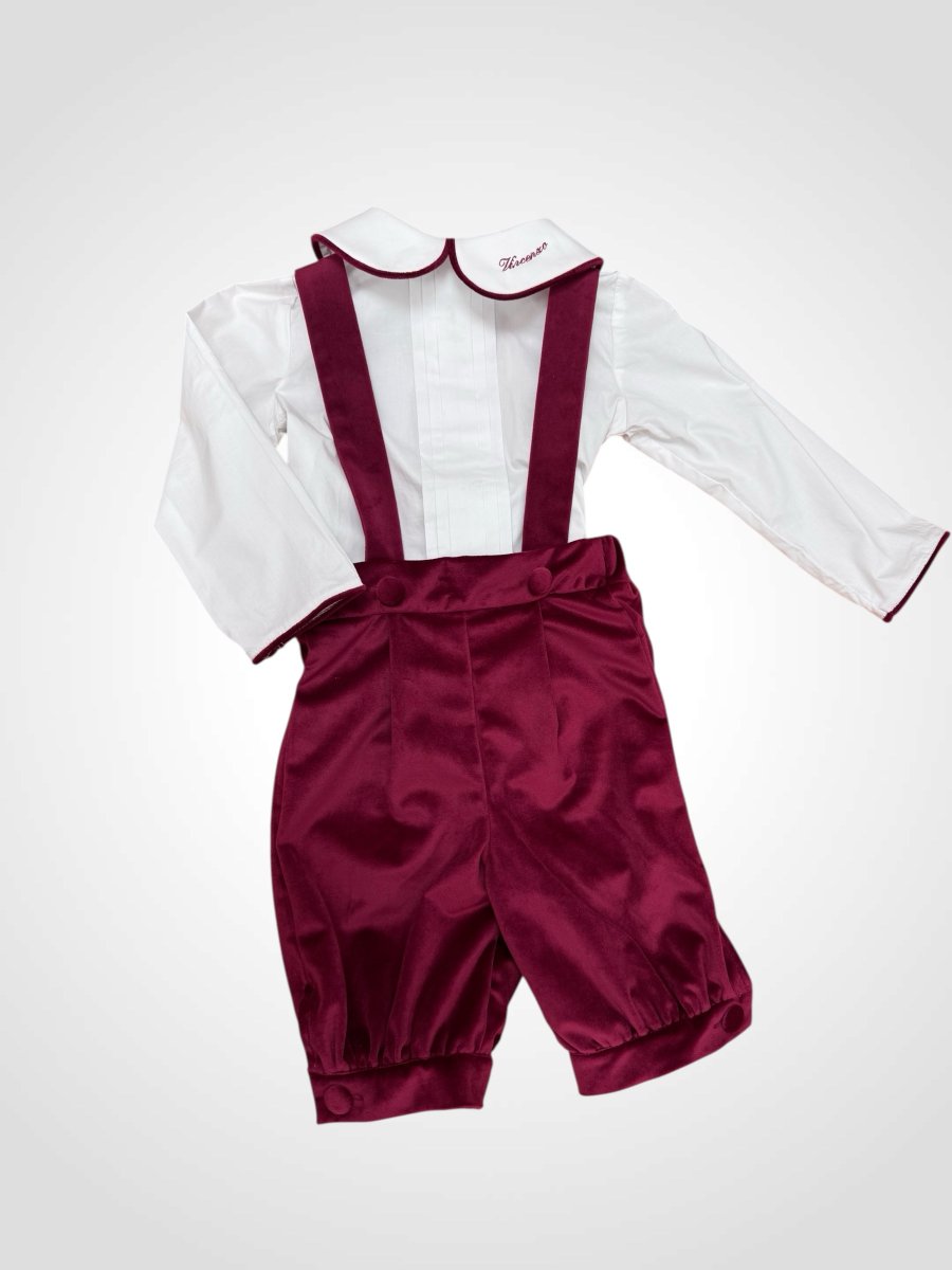 Completo bimbo in velluto bordeaux - immagine 3