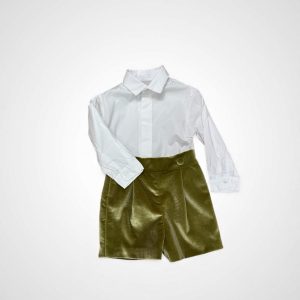 Completo bimbo in velluto verde acido