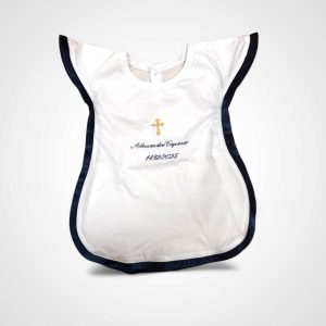 Veste battesimale con bordino blu in velvet