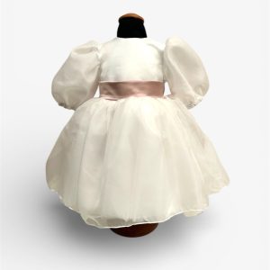 Abito in organza con cintura rosa cipria