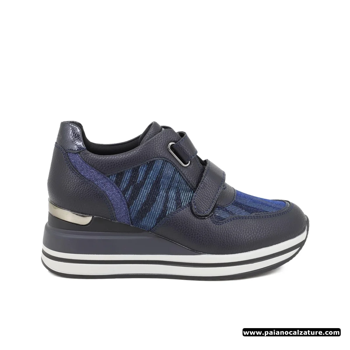 Sneakers Queen Helena x25-24 pelle blu glitter blu