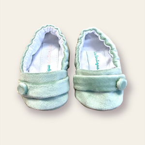 Scarpina in velluto verde salvia