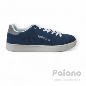 Sneakers Gas 614117 nabuk blu riporto grigio da uomo
