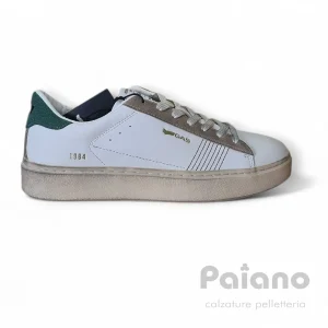 Sneakers Gas 614506 pelle bianco riporto beige da uomo