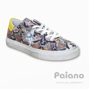 Sneakers 601 pelle stampata senape riporto stella argento