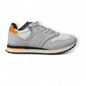 Sneakers Gas 613601 pelle scamoscio tessuto bianco da uomo