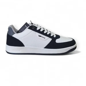 Sneakers Gas 614211 pelle bianco camoscio blu da uomo