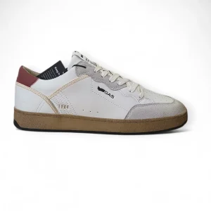 Sneakers Gas 618001 pelle bianco camoscio grigio da uomo