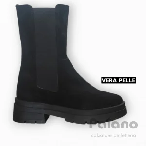 Stivaletto made in italy 119 in camoscio nero beatles alto